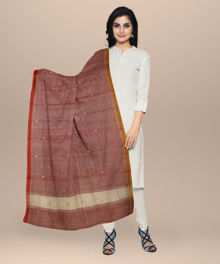 Peach orange yellow handloom cotton natural dyed dupatta
