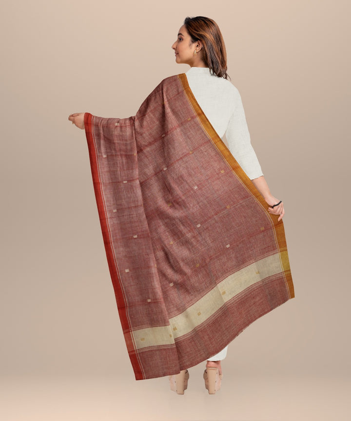 Peach orange yellow handloom cotton natural dyed dupatta