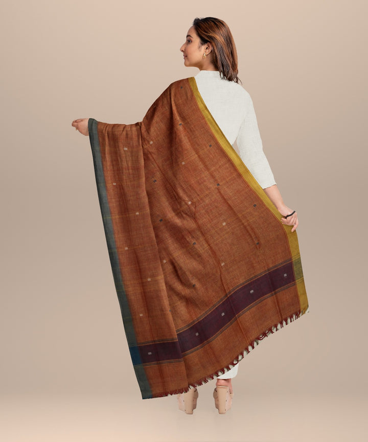 Orange yellow handloom natural dyed cotton dupatta