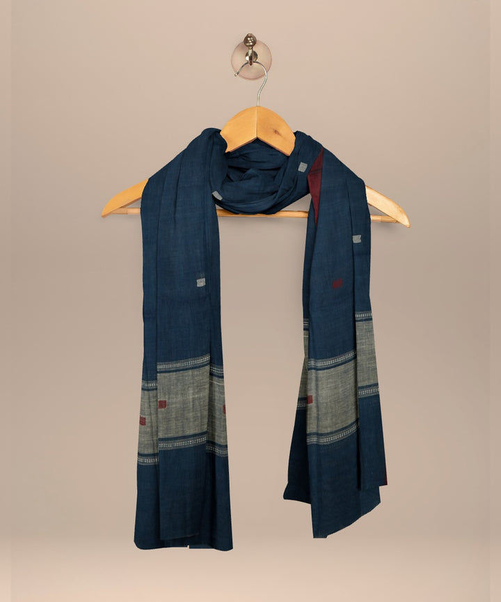 Indigo yellow handloom cotton natural dyed dupatta