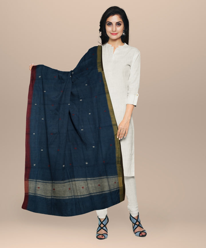 Indigo yellow handloom cotton natural dyed dupatta