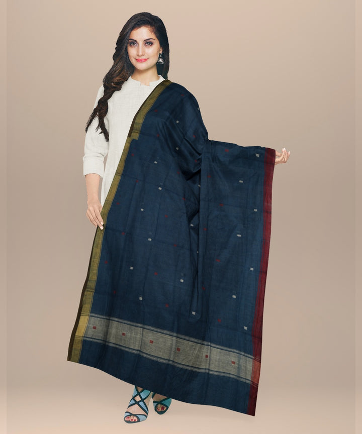 Indigo yellow handloom cotton natural dyed dupatta