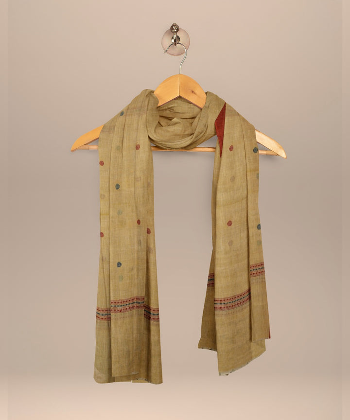 Cream rust handloom cotton natural dyed dupatta