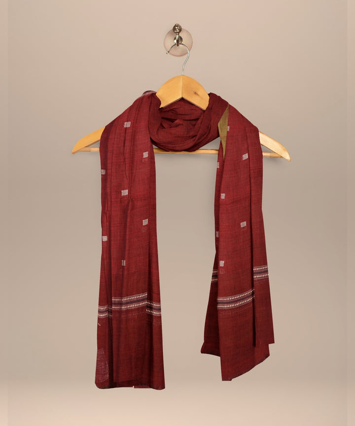 Maroon white buti handloom cotton natural dyed dupatta