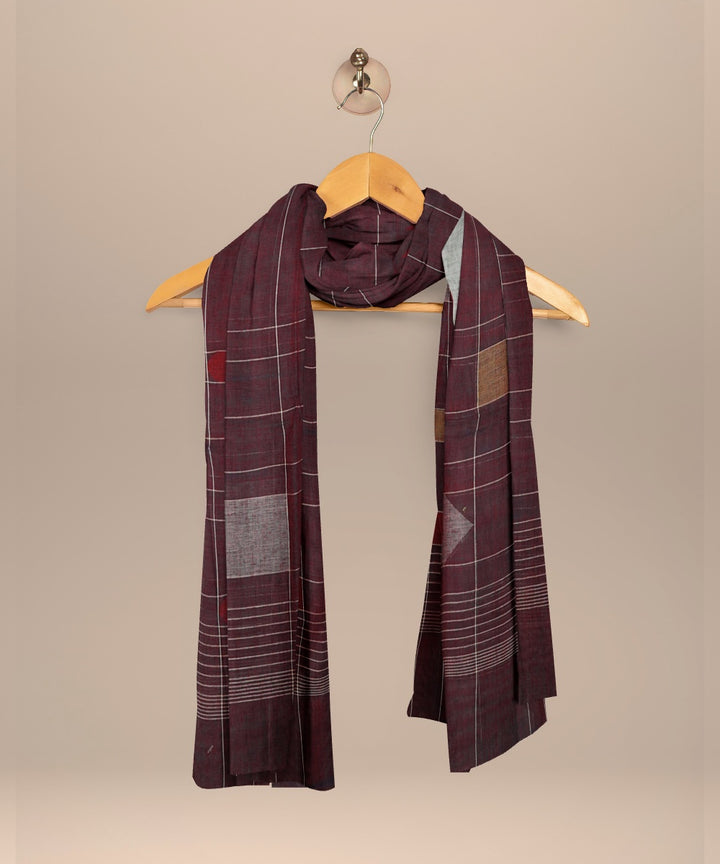 Purple striped white handloom cotton natural dyed dupatta