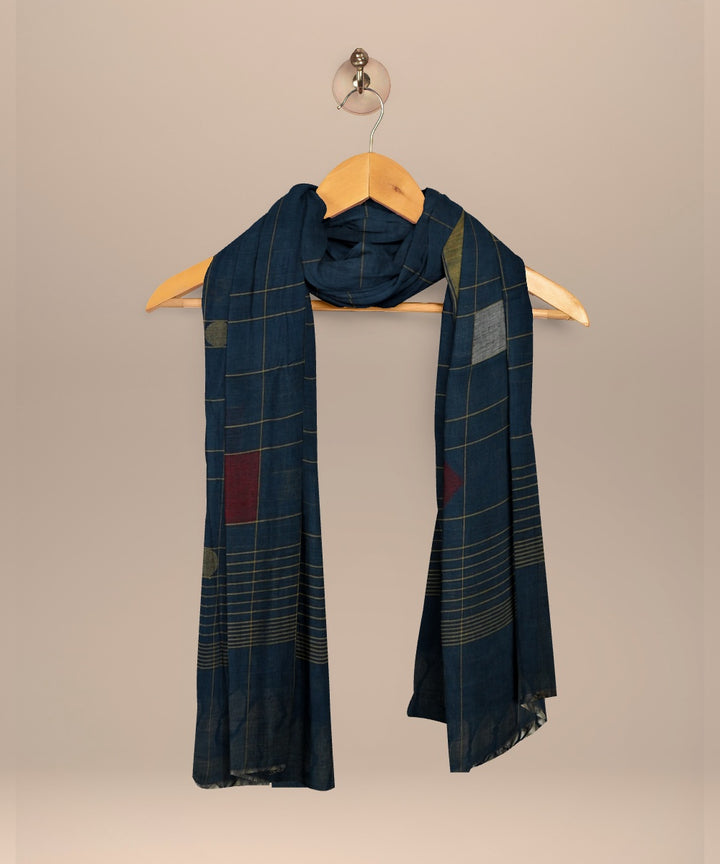 Indigo white maroon handloom cotton natural dyed dupatta