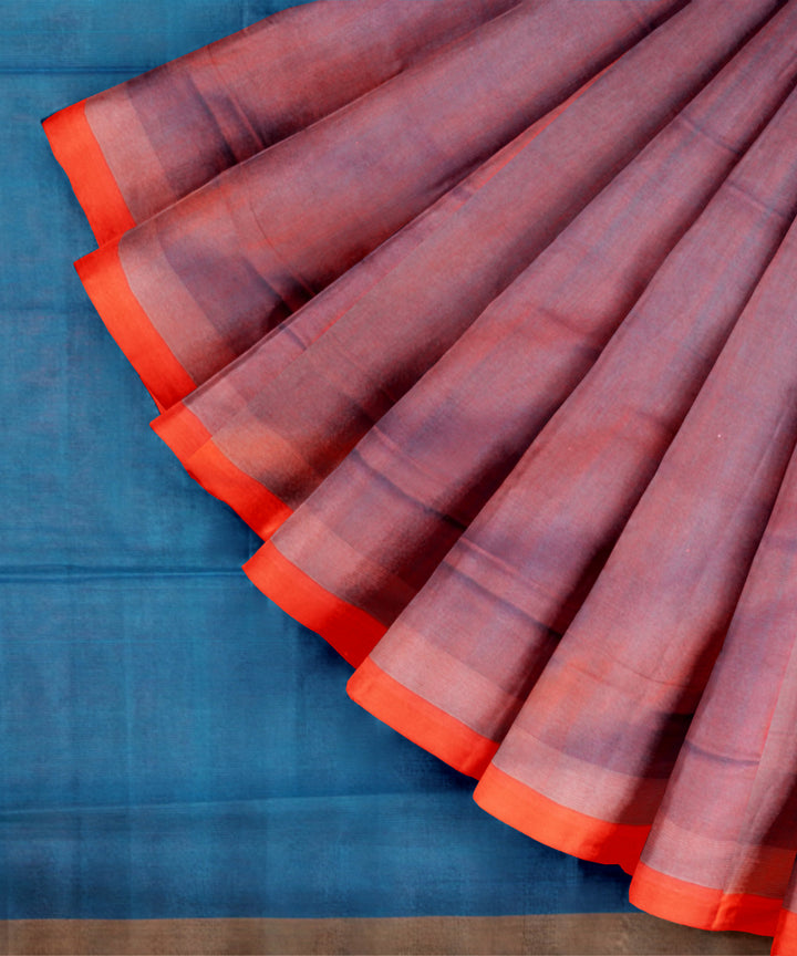 Purple blue cotton handloom mangalagiri saree