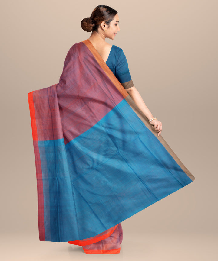 Purple blue cotton handloom mangalagiri saree