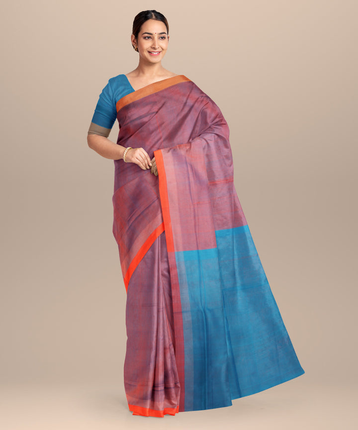 Purple blue cotton handloom mangalagiri saree