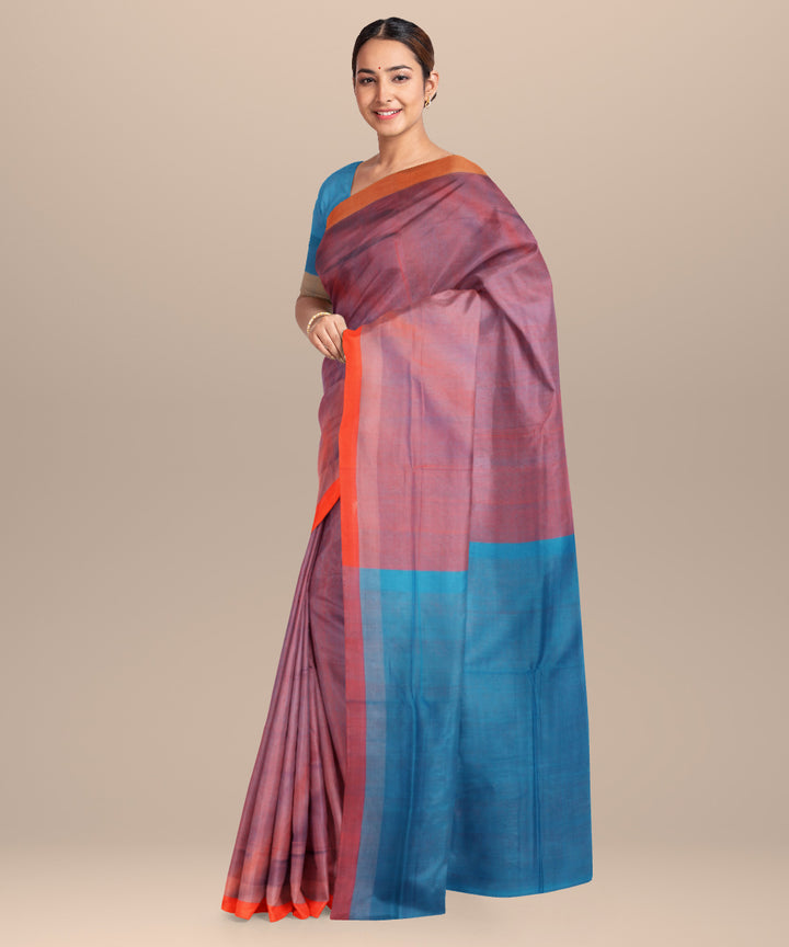 Purple blue cotton handloom mangalagiri saree