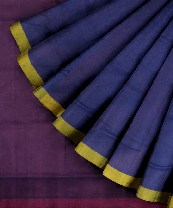 Navy blue purple cotton handloom mangalagiri saree