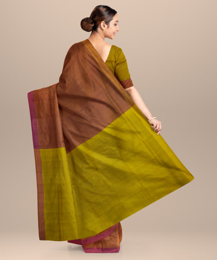 Pink yellow cotton handloom mangalagiri saree
