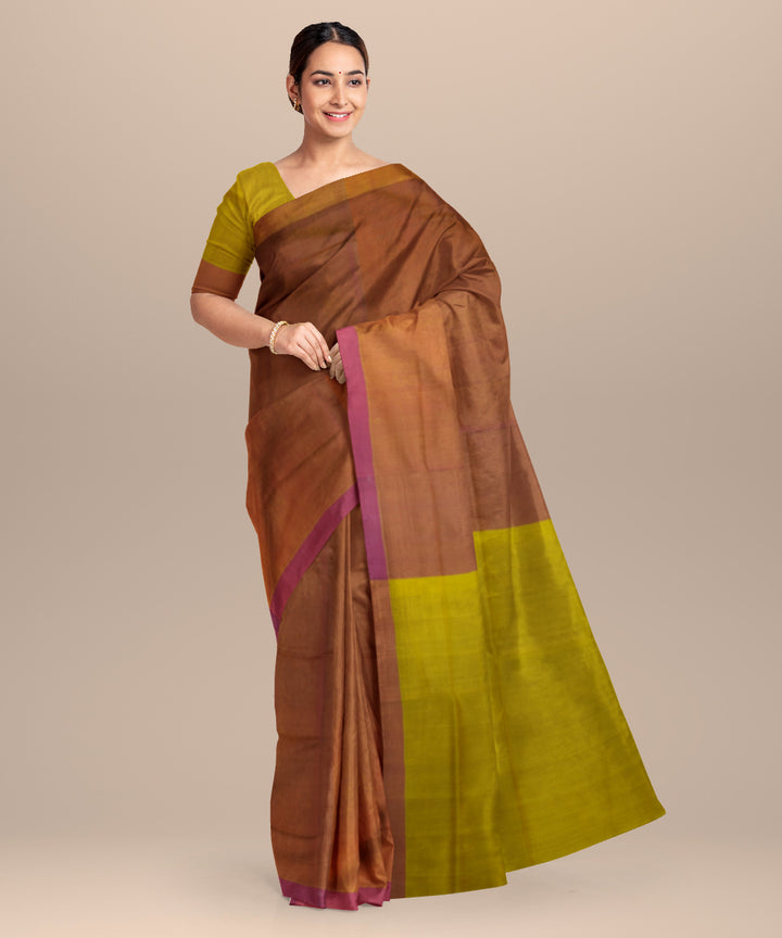 Pink yellow cotton handloom mangalagiri saree