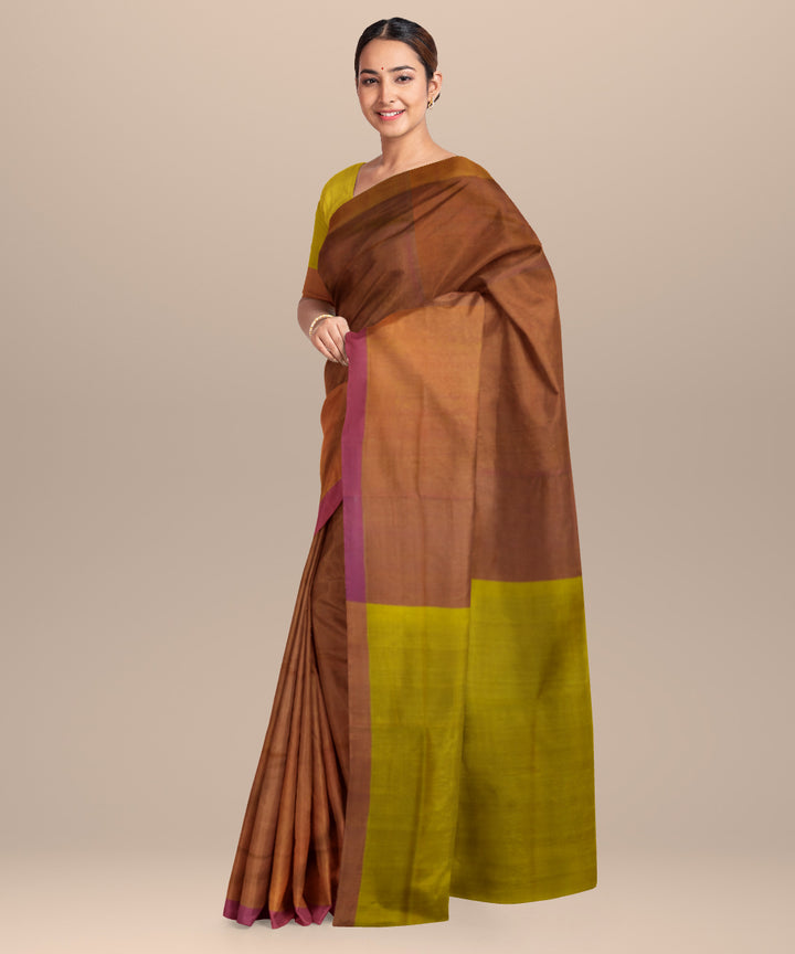 Pink yellow cotton handloom mangalagiri saree
