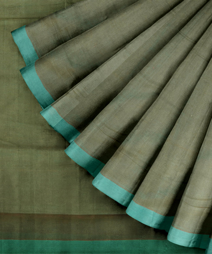 Cyan green sky blue cotton handloom mangalagiri saree