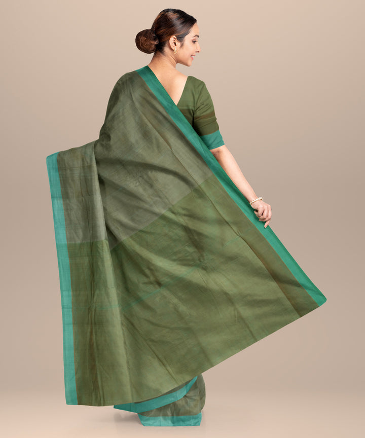 Cyan green sky blue cotton handloom mangalagiri saree