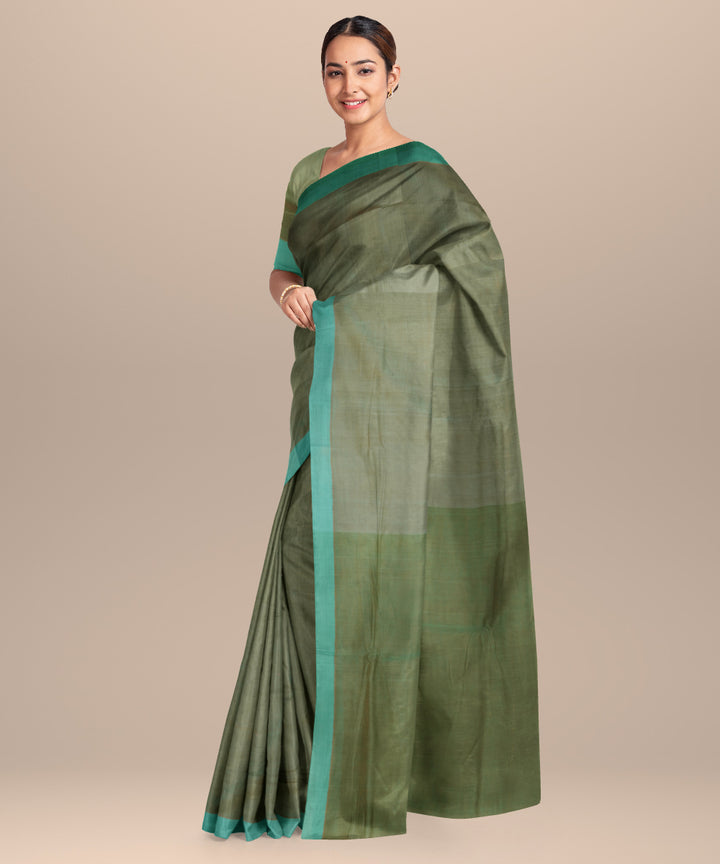Cyan green sky blue cotton handloom mangalagiri saree
