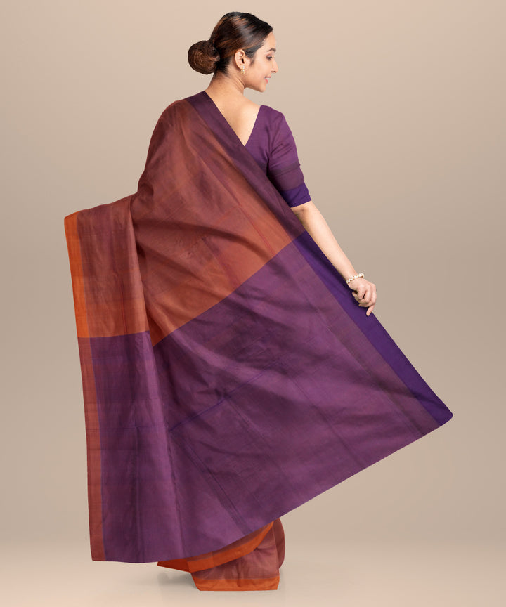 Maroon blue cotton handloom mangalagiri saree