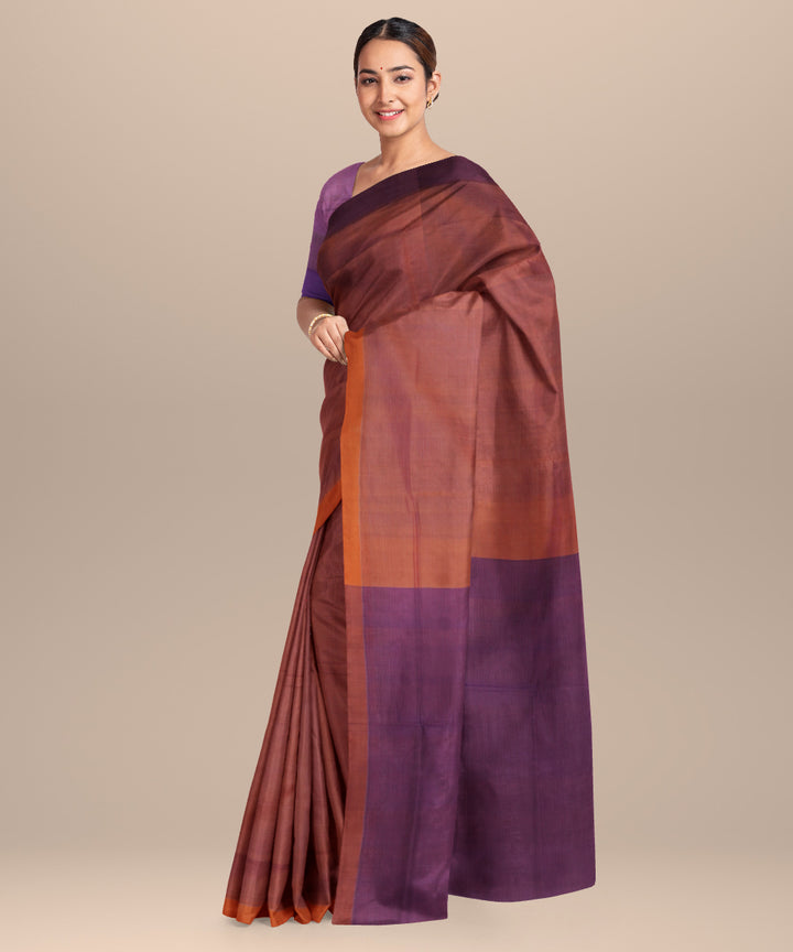 Maroon blue cotton handloom mangalagiri saree
