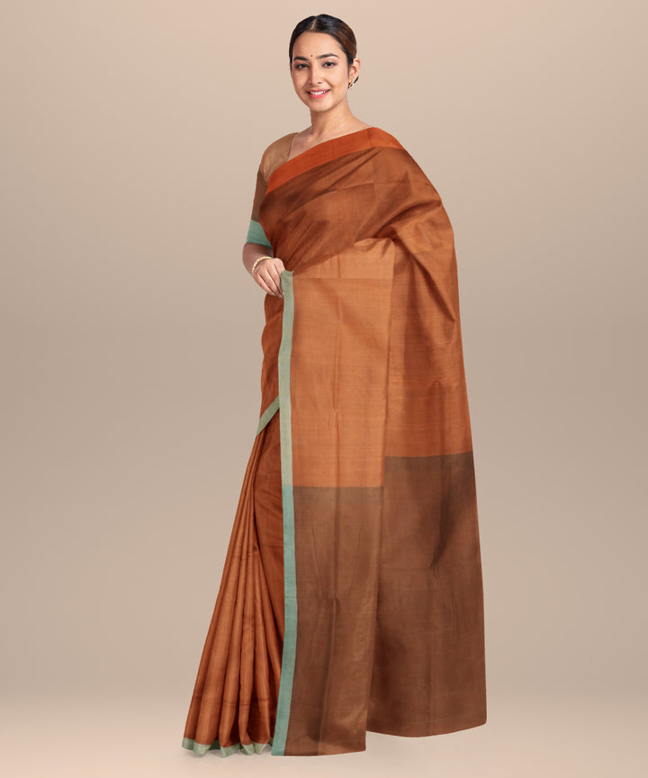 Brown brown cotton handloom mangalagiri saree