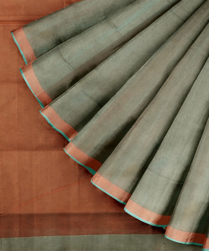 Cyan blue orange cotton handloom mangalagiri saree