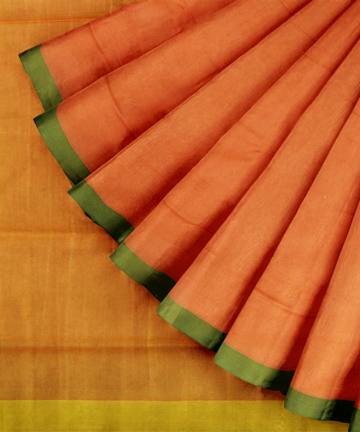 Orange yellow cotton handloom mangalagiri saree