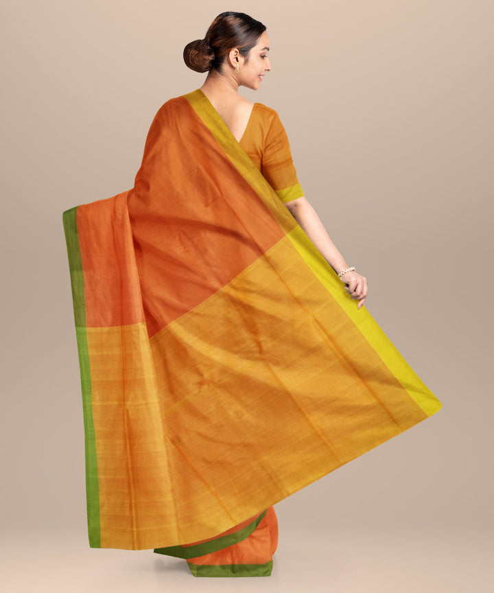 Orange yellow cotton handloom mangalagiri saree