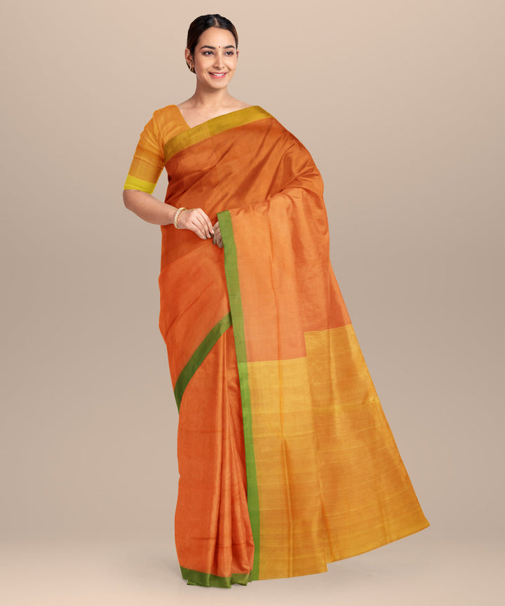 Orange yellow cotton handloom mangalagiri saree