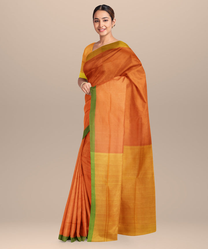 Orange yellow cotton handloom mangalagiri saree