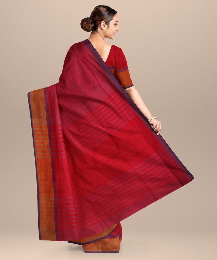 Red pink cotton handloom mangalagiri saree