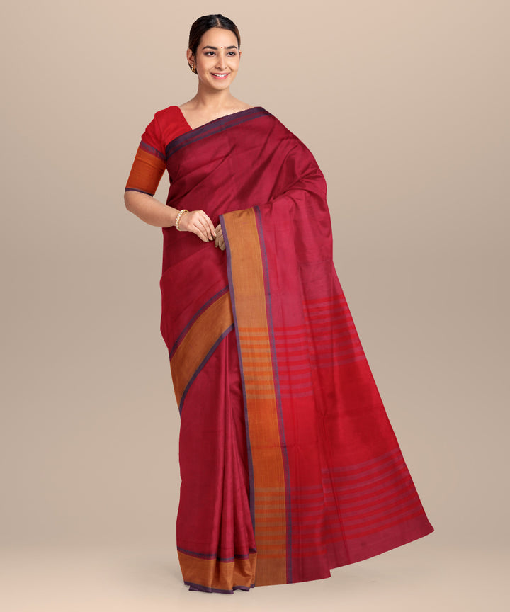 Red pink cotton handloom mangalagiri saree