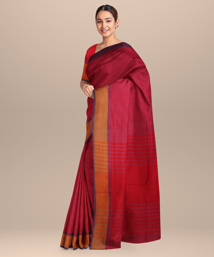 Red pink cotton handloom mangalagiri saree