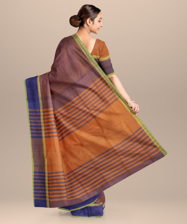 Purple orange cotton handloom mangalagiri saree