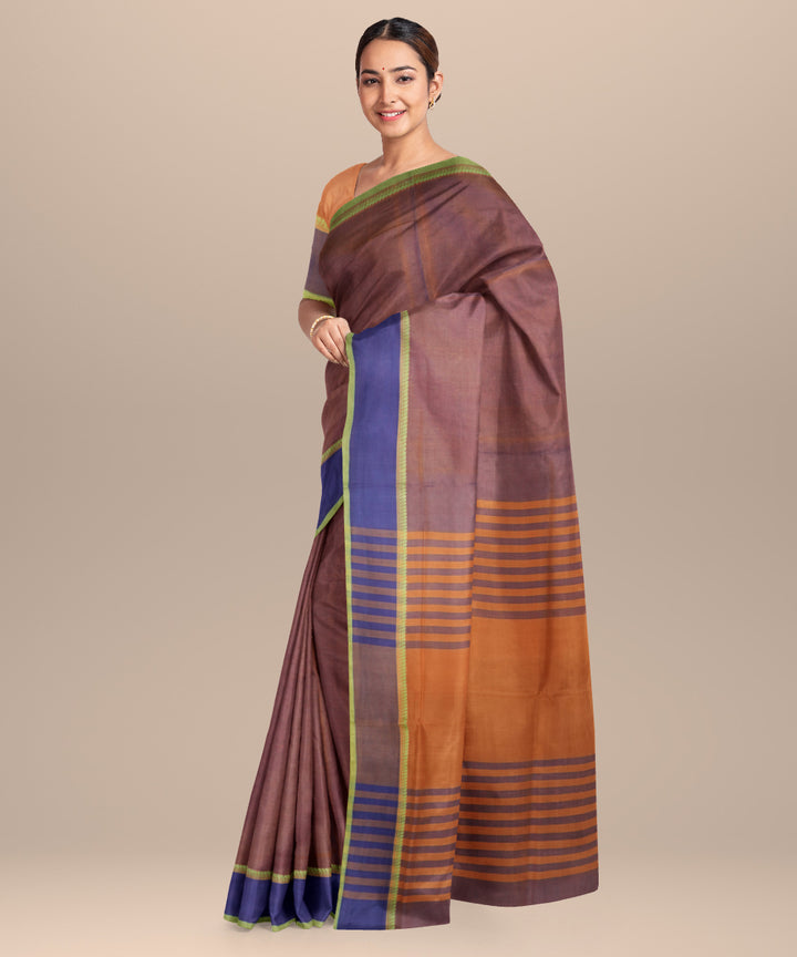 Purple orange cotton handloom mangalagiri saree