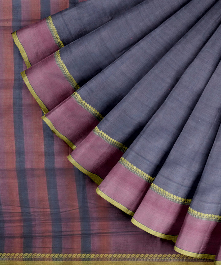 Navy blue pink handloom cotton mangalagiri saree