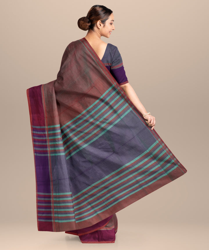 Red blue cotton handloom mangalagiri saree