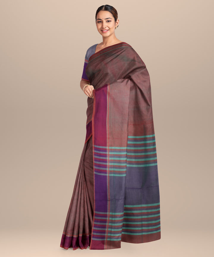 Red blue cotton handloom mangalagiri saree