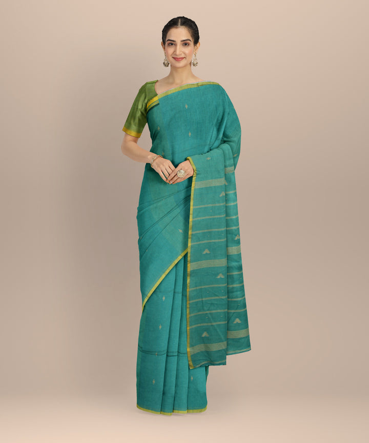 Light green yellow cotton handloom bengal saree