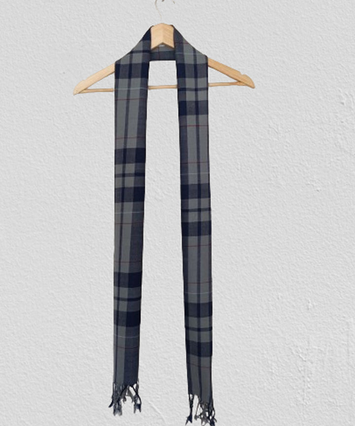 Grey blue red handwoven merino wool kinnauri muffler