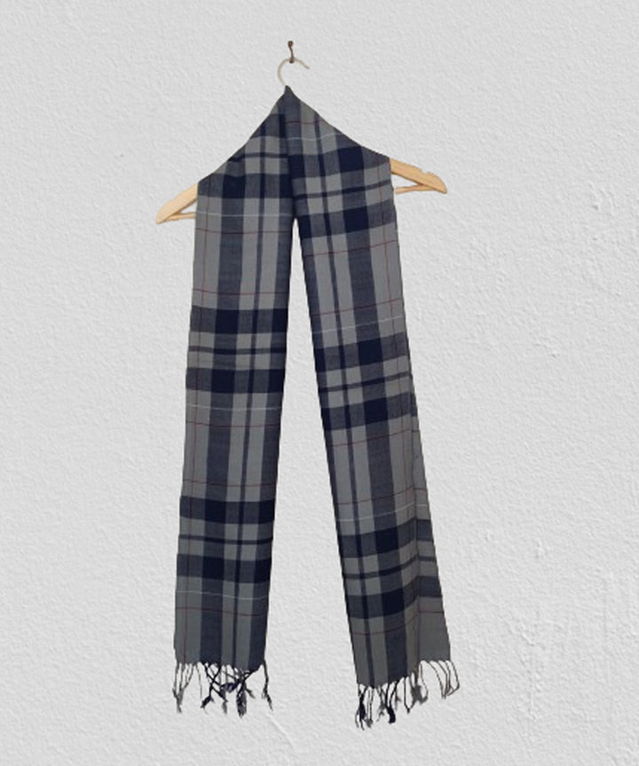 Grey blue red handwoven merino wool kinnauri muffler