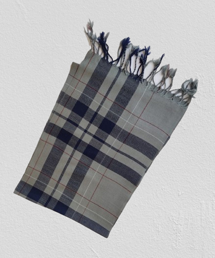 Grey blue red handwoven merino wool kinnauri muffler