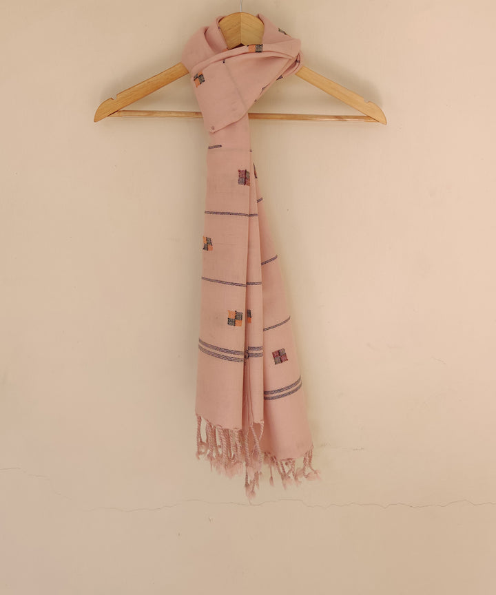 Pink multicolor handwoven merino wool kinnauri stole