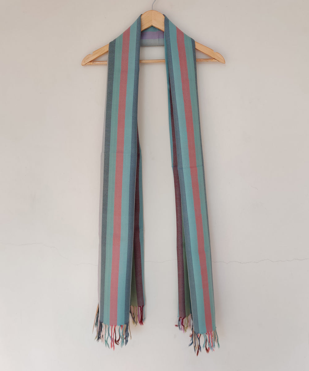 Multicolor handwoven kinnauri merino wool stole