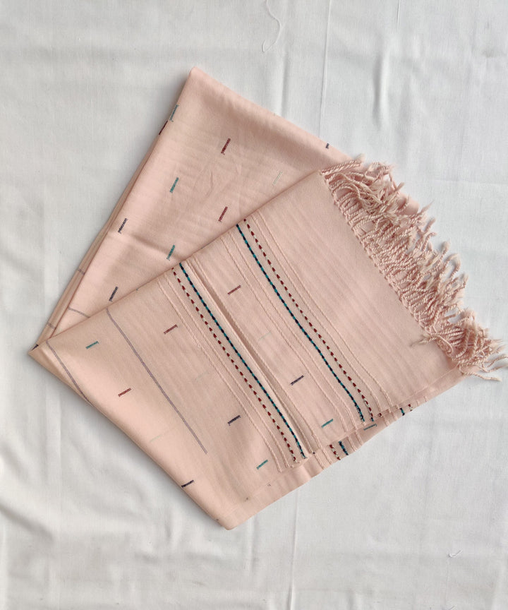 Pink merino wool kinnauri handwoven stole
