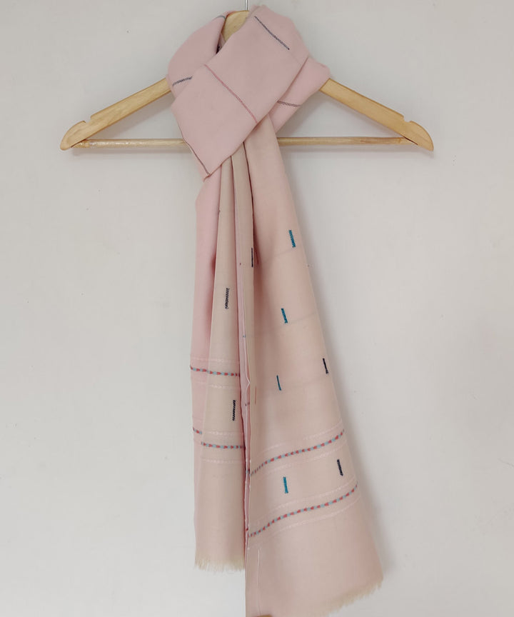 Pink cream handwoven merino kinnauri stole