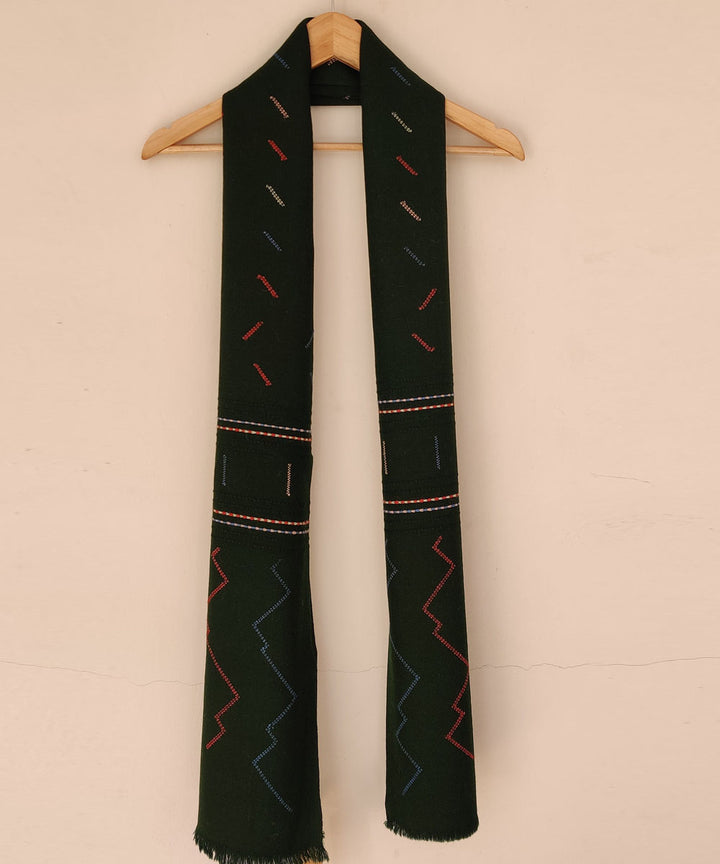 Hunter green handwoven merino kinnauri stole
