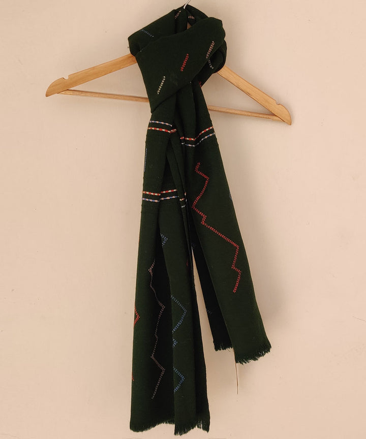 Hunter green handwoven merino kinnauri stole