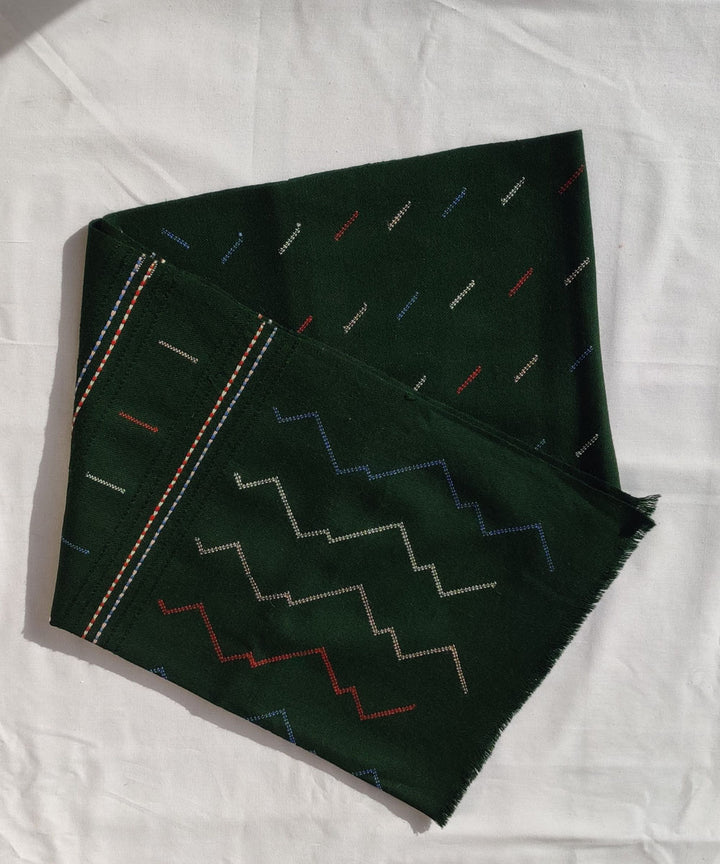 Hunter green handwoven merino kinnauri stole
