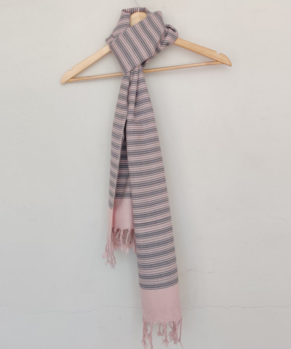 Pink handwoven merino wool kinnauri stole