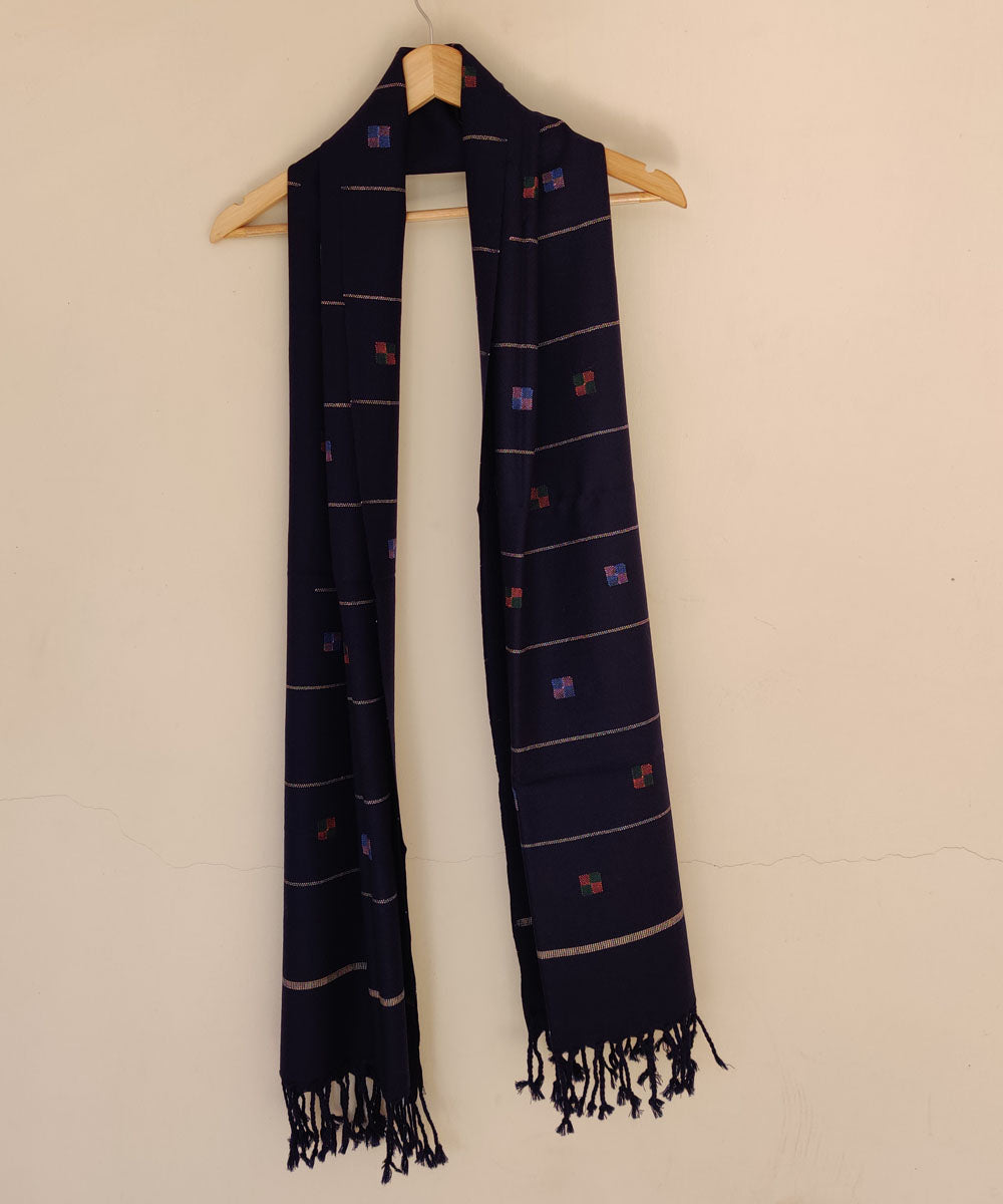 Blue handloom merino wool kinnauri stole